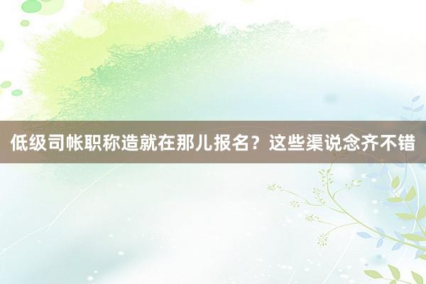低级司帐职称造就在那儿报名？这些渠说念齐不错